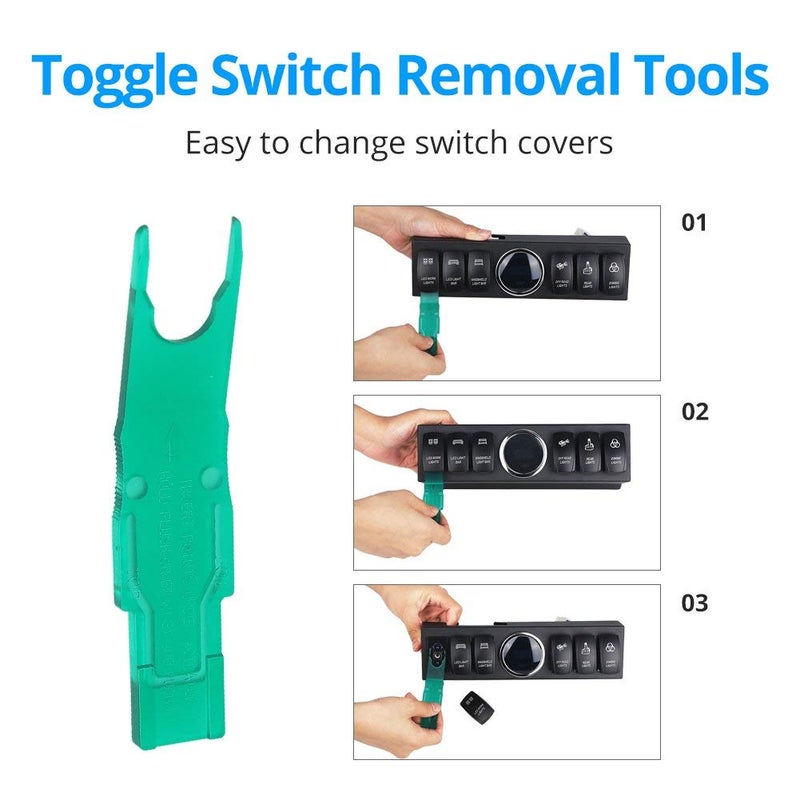 WATERWICH 6 Gang Rocker Switch Panel Pod with 80A Relay Box Circuit Breaker Source Control System Compatible with Jeep Wrangler JK JKU 2007-2018 with 12 Switch Covers & a Switch Clip Remover - Image 5